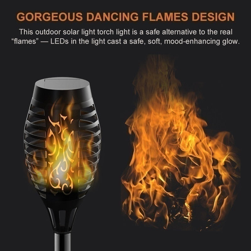 Solar Flame Torch Lights - Flickering, Waterproof, Outdoor Garden & Patio Decor