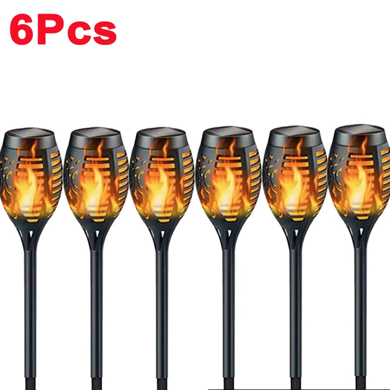 Solar Flame Torch Lights - Flickering, Waterproof, Outdoor Garden & Patio Decor