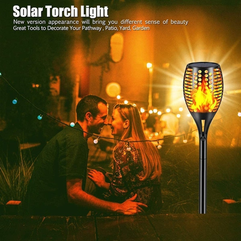 Solar Flame Torch Lights - Flickering, Waterproof, Outdoor Garden & Patio Decor