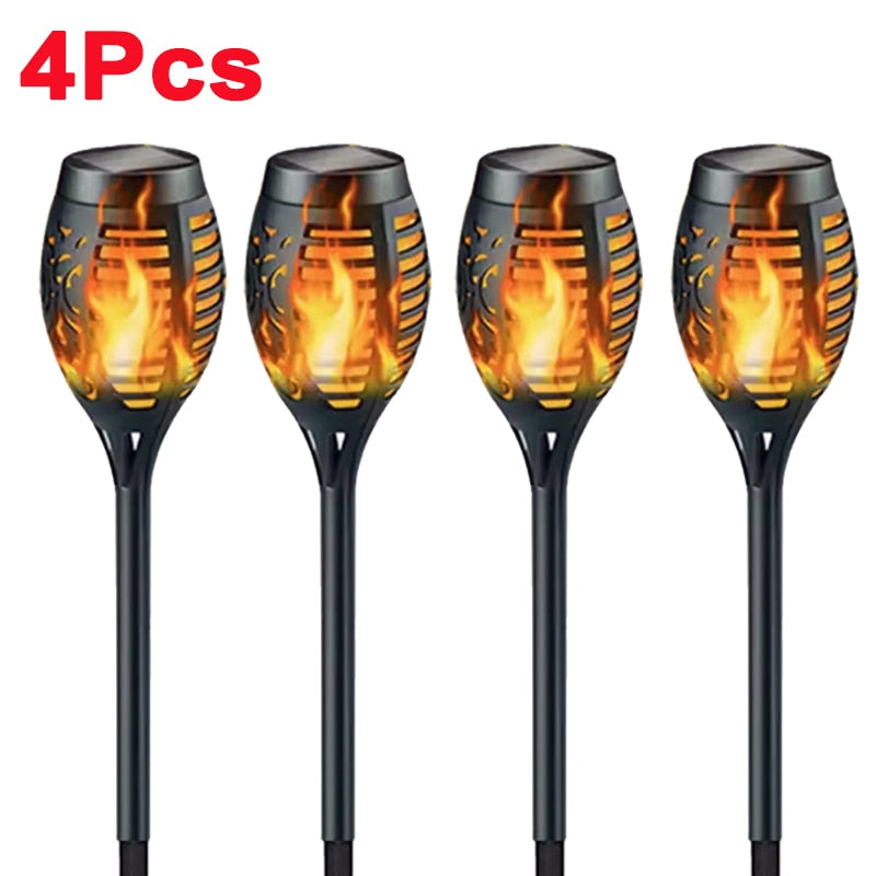 Solar Flame Torch Lights - Flickering, Waterproof, Outdoor Garden & Patio Decor