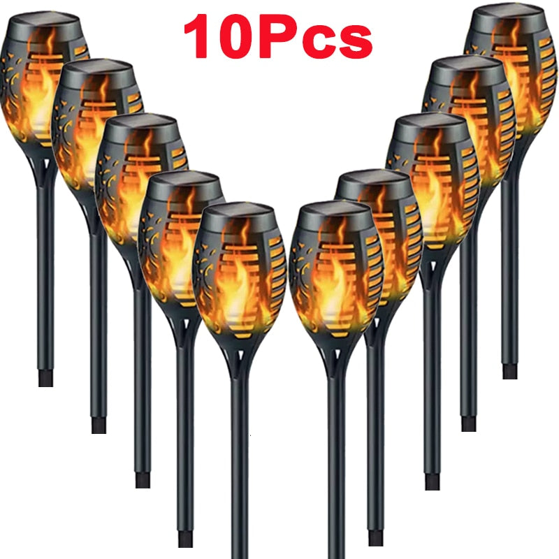 Solar Flame Torch Lights - Flickering, Waterproof, Outdoor Garden & Patio Decor