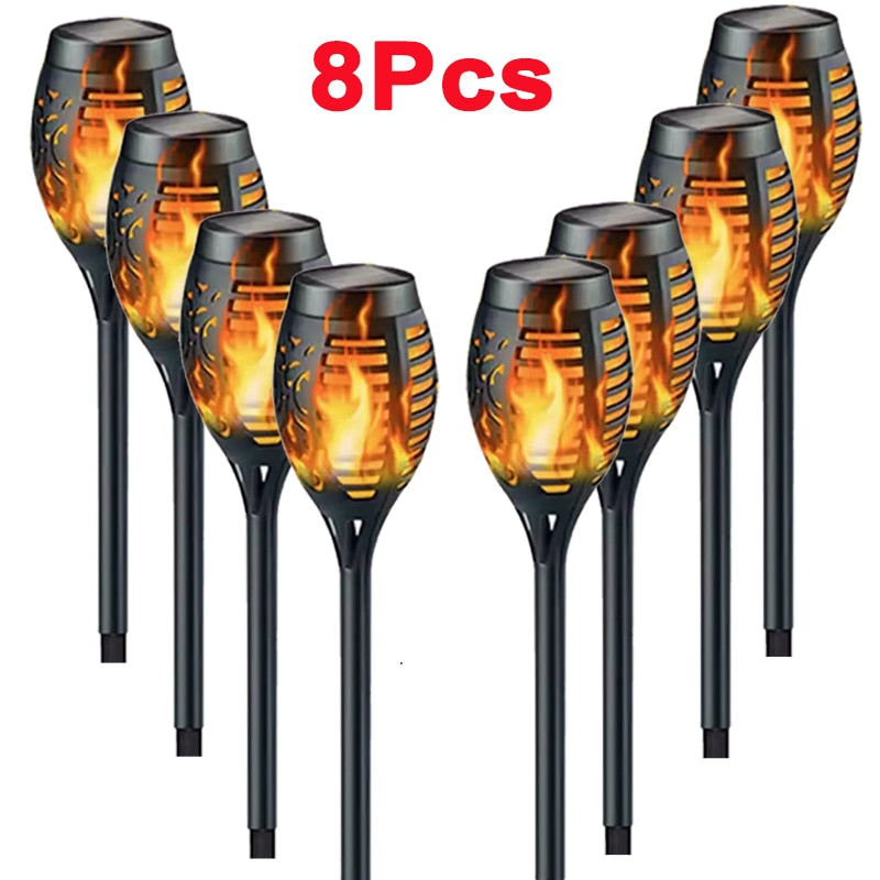 Solar Flame Torch Lights - Flickering, Waterproof, Outdoor Garden & Patio Decor