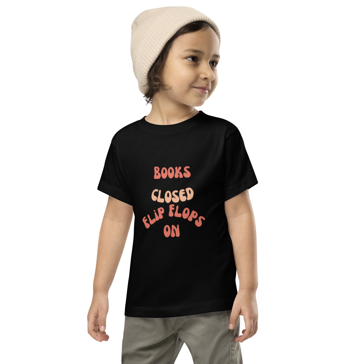 "Books Closed, Flip Flops On" - Comfortable and Stylish Toddler Short Sleeve Tee