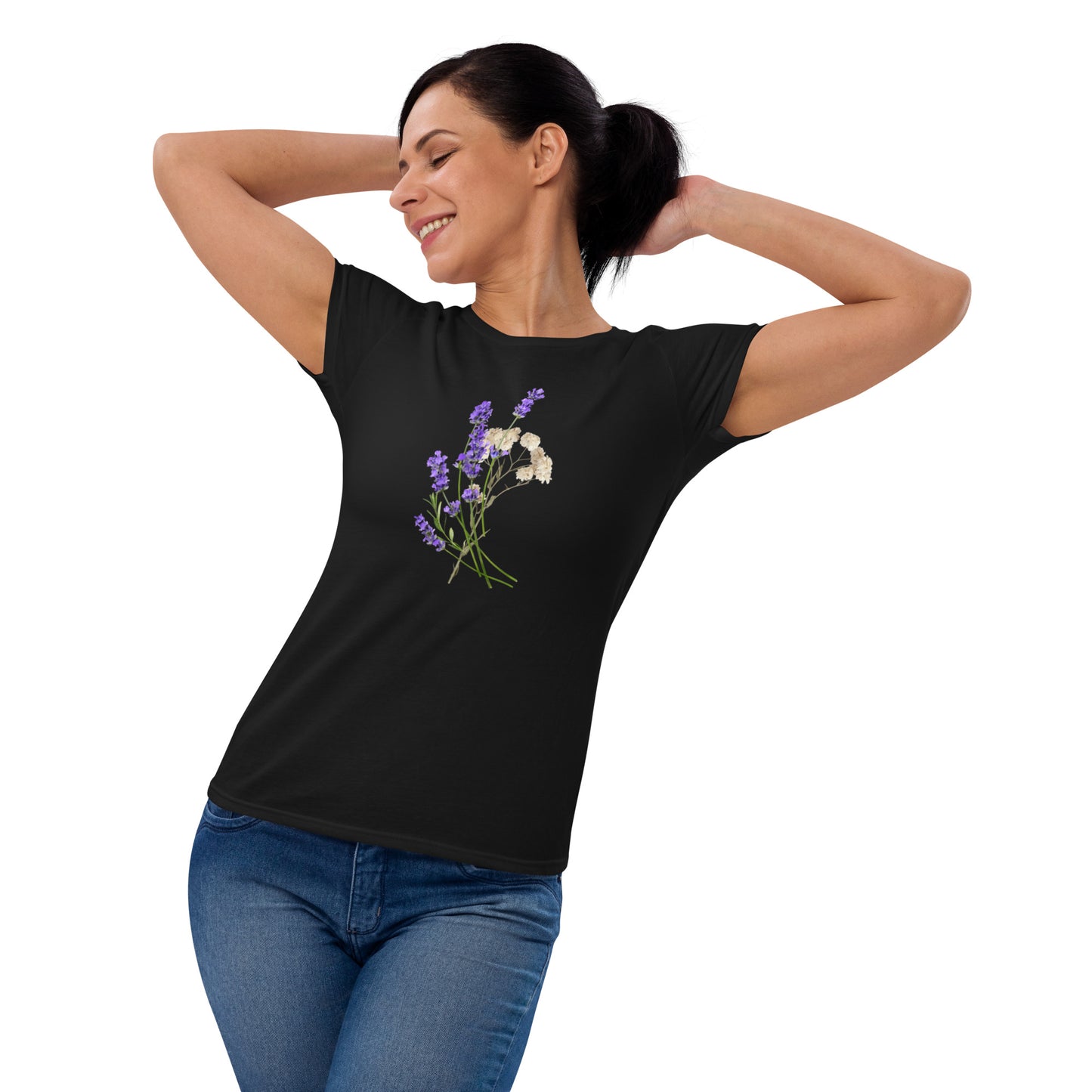 Women's Short Sleeve T-Shirt | Lavender Flower Design | Comfortable Cotton and Blend Styles