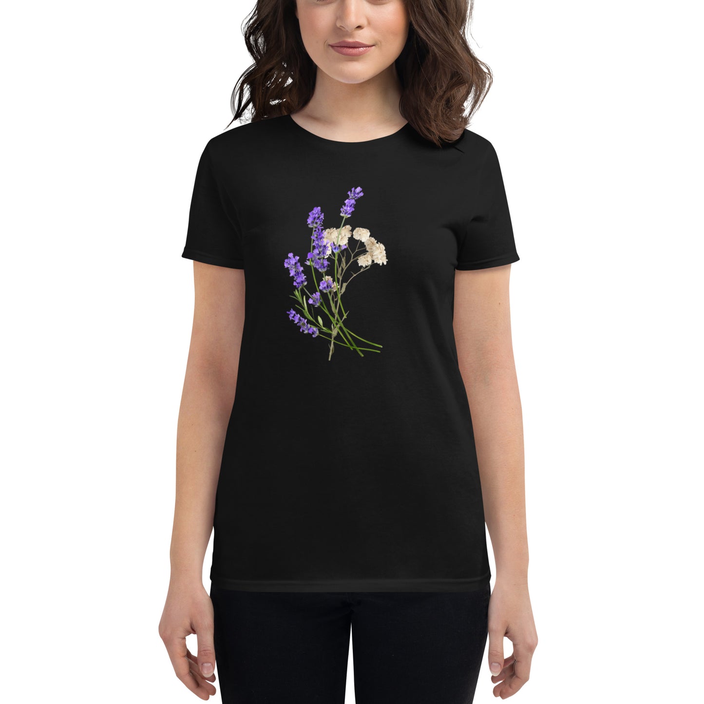 Women's Short Sleeve T-Shirt | Lavender Flower Design | Comfortable Cotton and Blend Styles