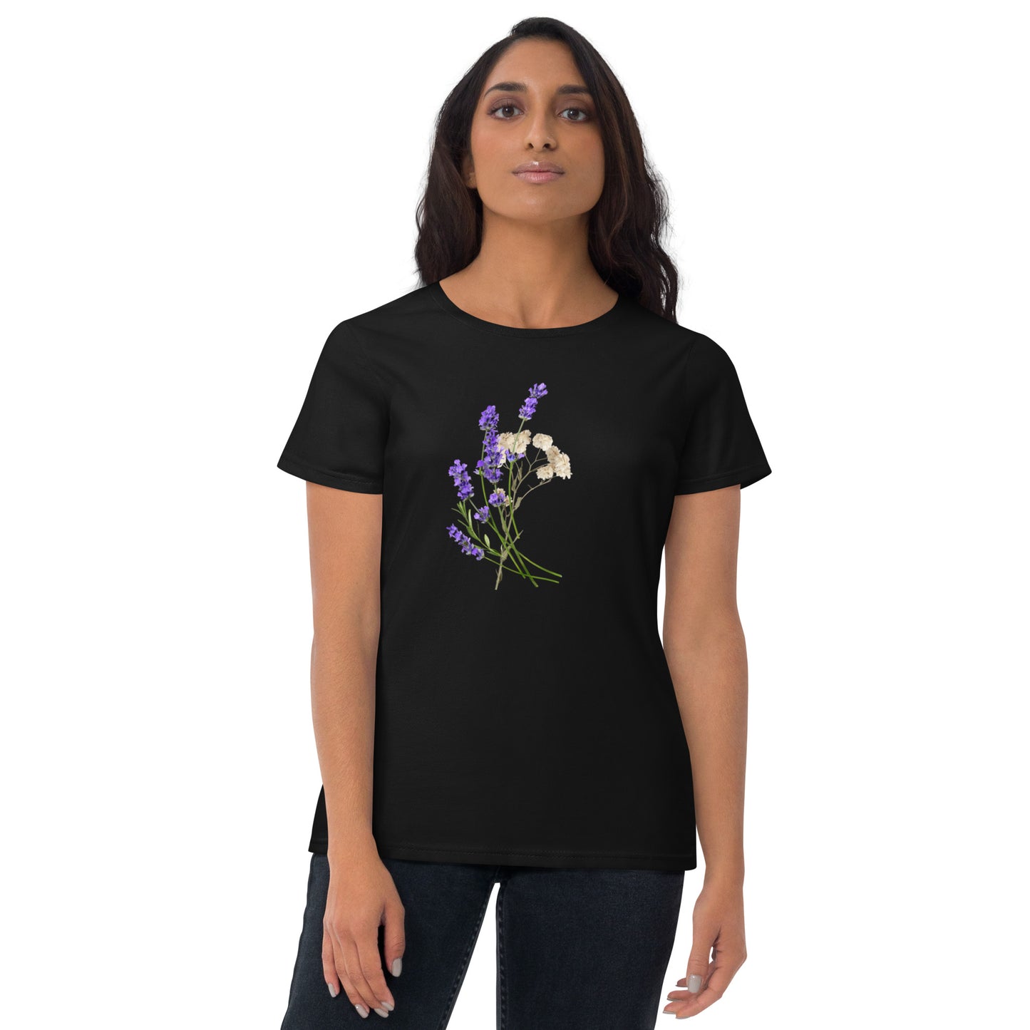 Women's Short Sleeve T-Shirt | Lavender Flower Design | Comfortable Cotton and Blend Styles