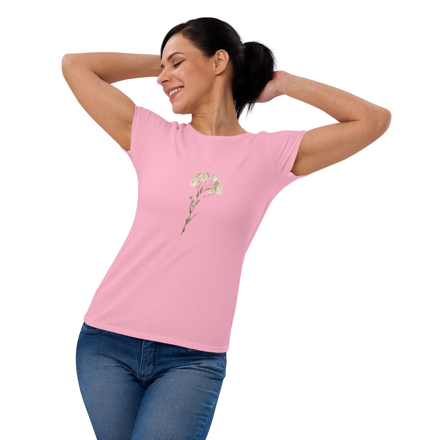 Elegant Floral Short Sleeve T-Shirt for Women | Premium Cotton and Cotton-Polyester Blend
