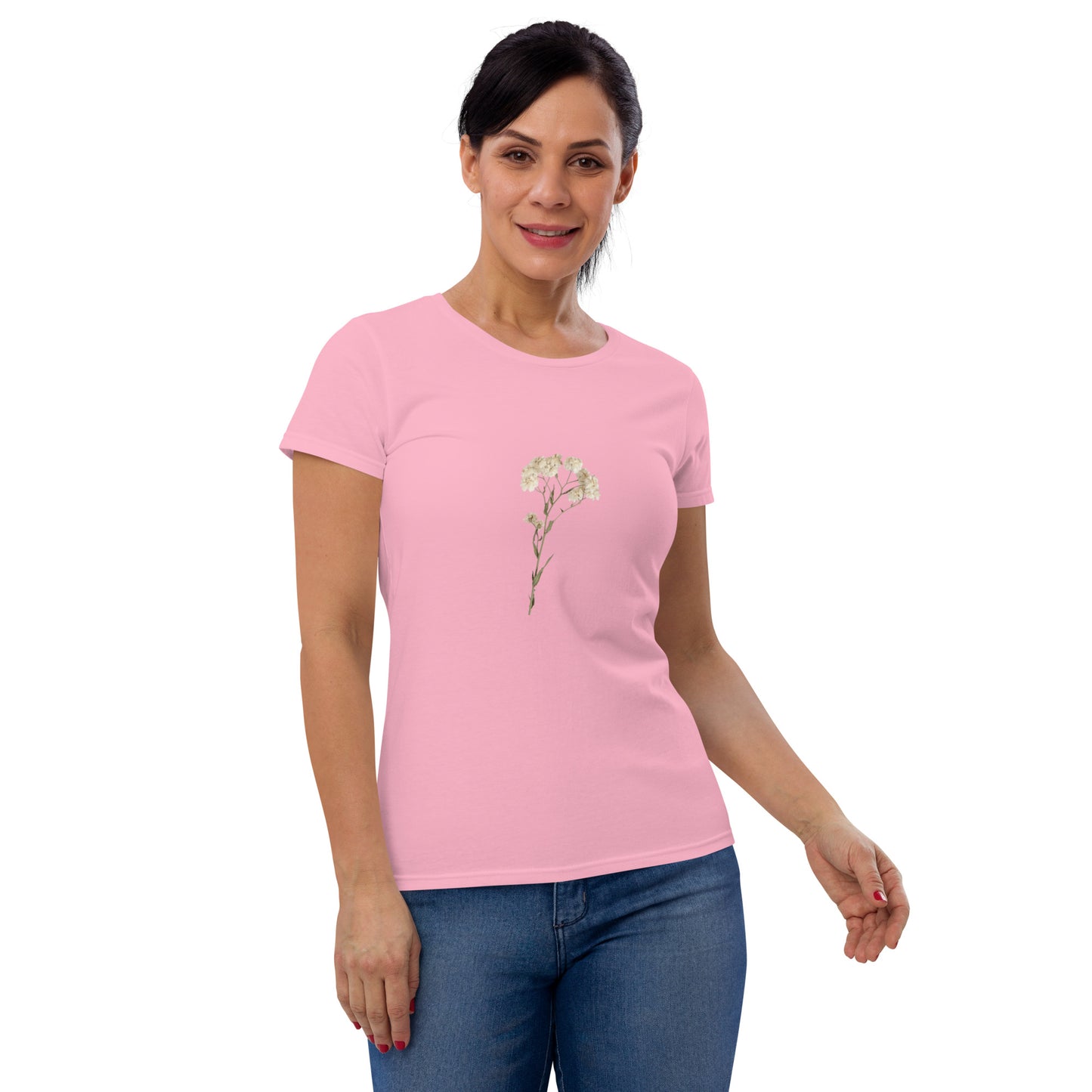 Elegant Floral Short Sleeve T-Shirt for Women | Premium Cotton and Cotton-Polyester Blend