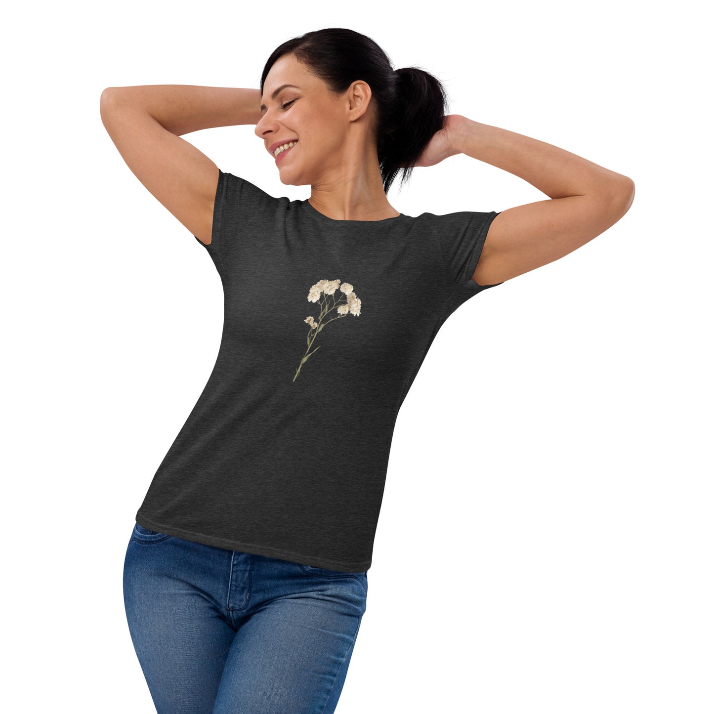 Elegant Floral Short Sleeve T-Shirt for Women | Premium Cotton and Cotton-Polyester Blend