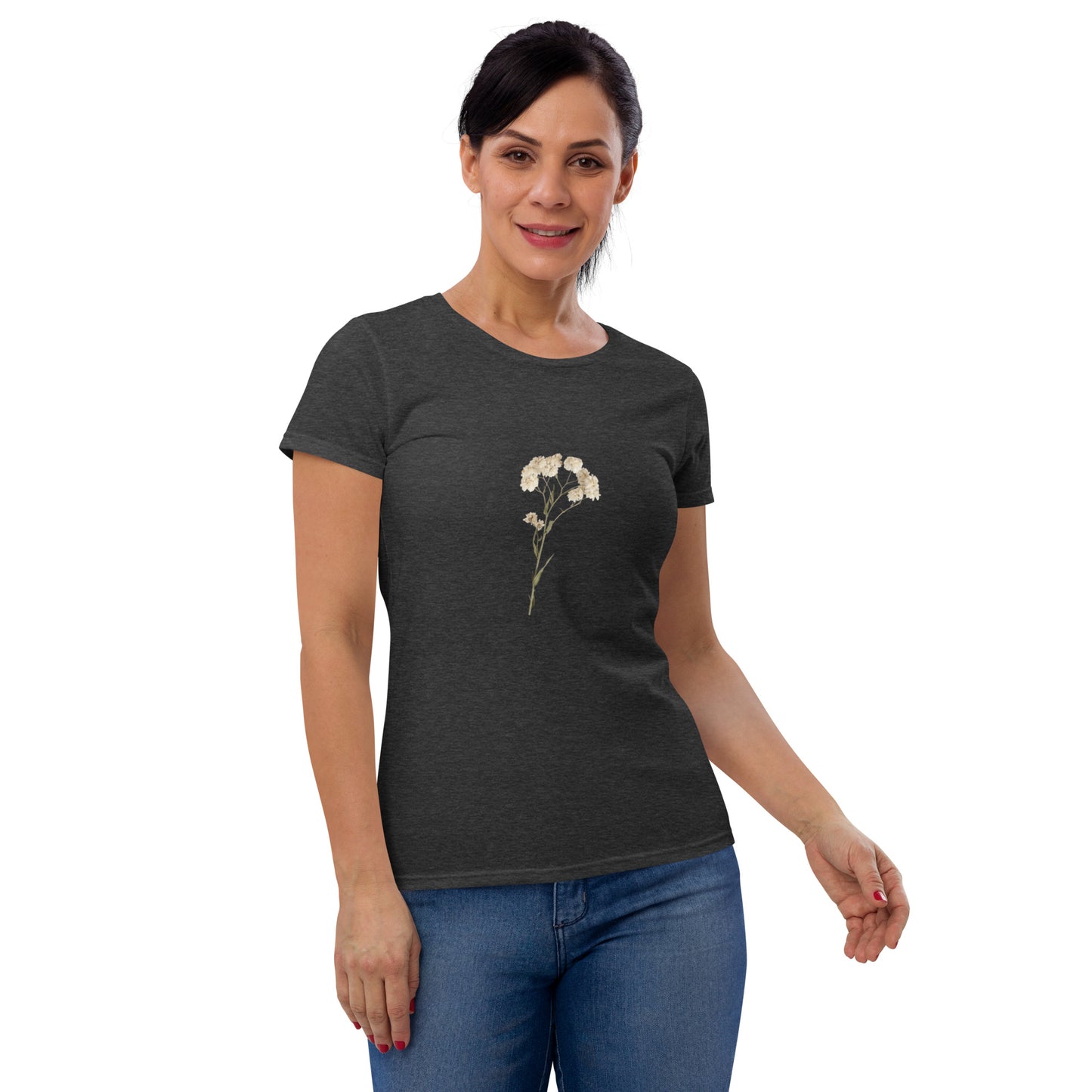 Elegant Floral Short Sleeve T-Shirt for Women | Premium Cotton and Cotton-Polyester Blend