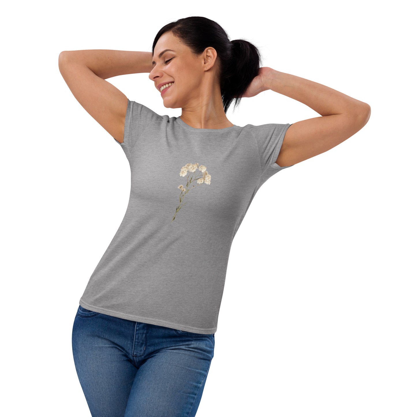 Elegant Floral Short Sleeve T-Shirt for Women | Premium Cotton and Cotton-Polyester Blend