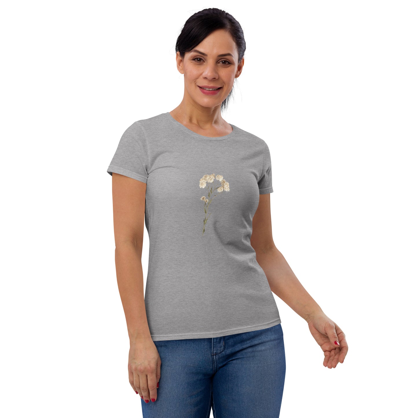 Elegant Floral Short Sleeve T-Shirt for Women | Premium Cotton and Cotton-Polyester Blend