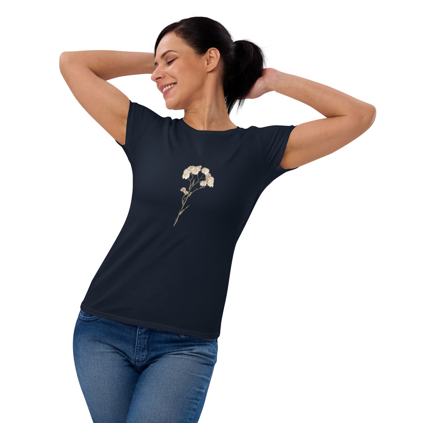 Elegant Floral Short Sleeve T-Shirt for Women | Premium Cotton and Cotton-Polyester Blend
