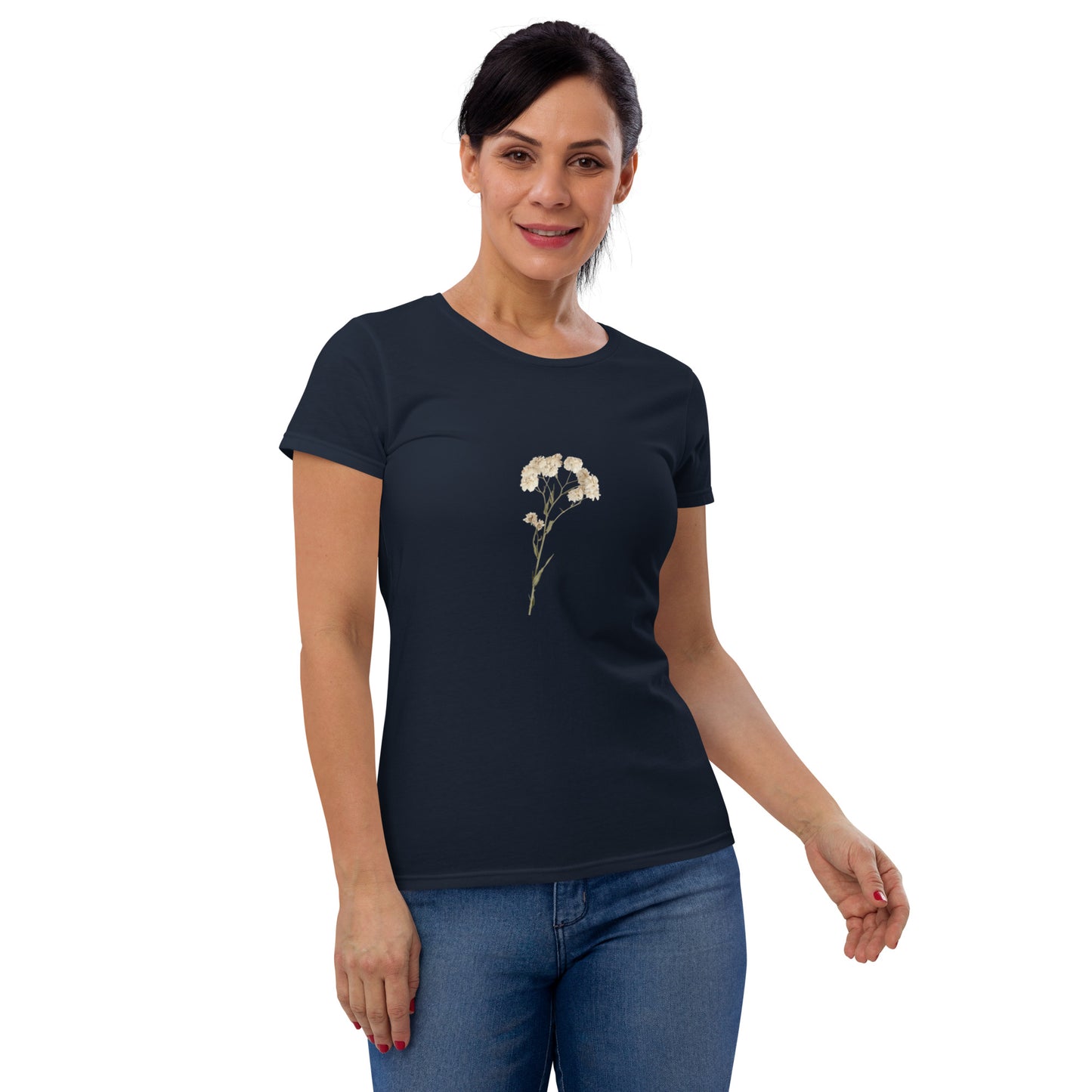 Elegant Floral Short Sleeve T-Shirt for Women | Premium Cotton and Cotton-Polyester Blend