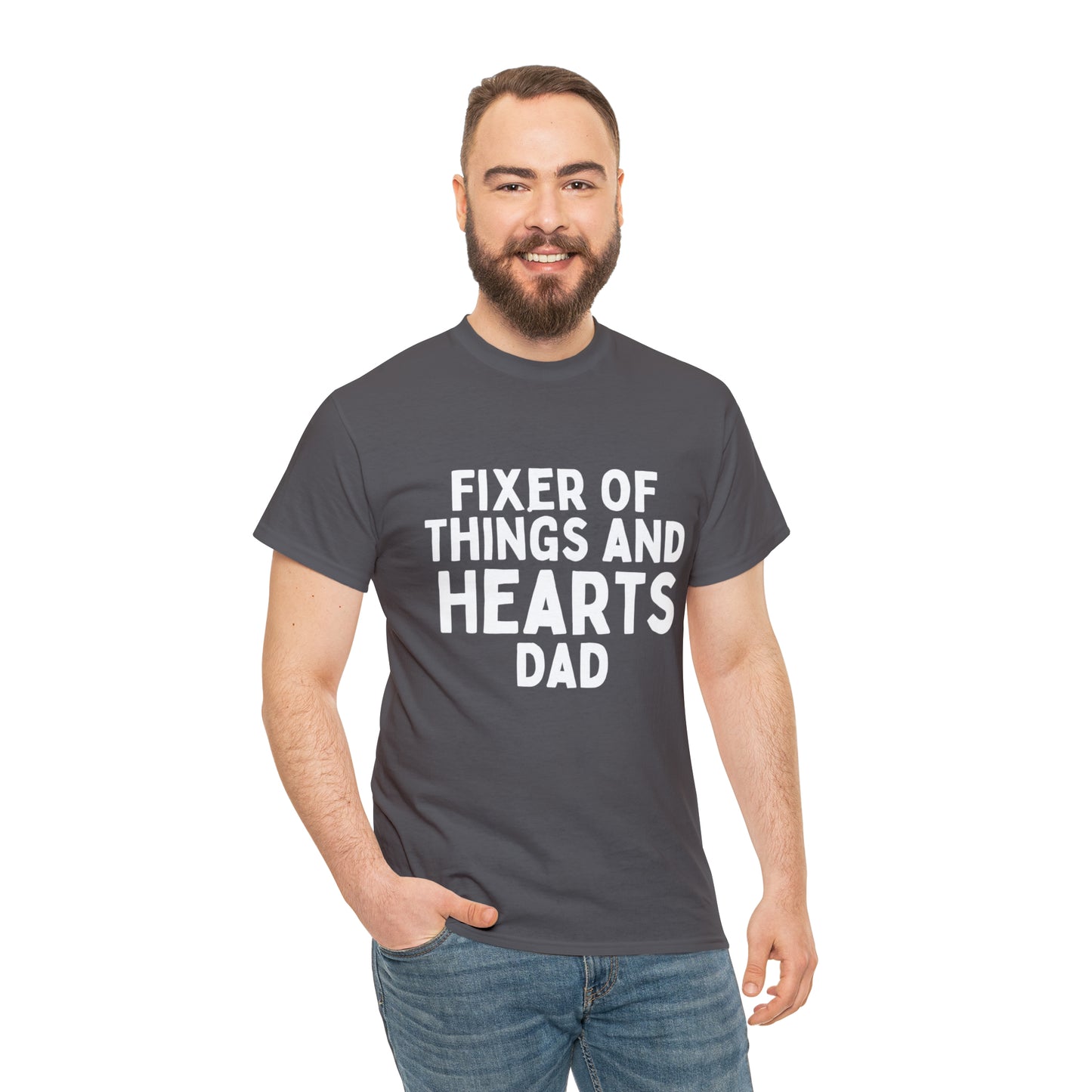 Unisex Jersey Tee: Short Sleeve, "Fixer of Things and Hearts: Dad" Design