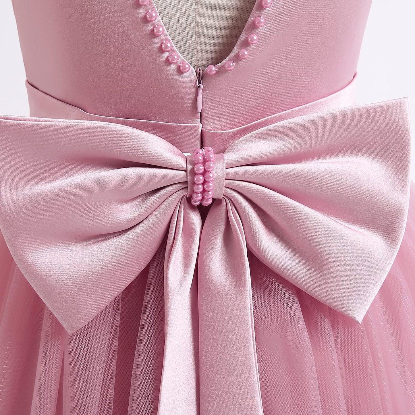 "Sleeveless Embroidered Princess Pageant Dress for Girls - Soft Tutu Design, V-Neck & Backless"
