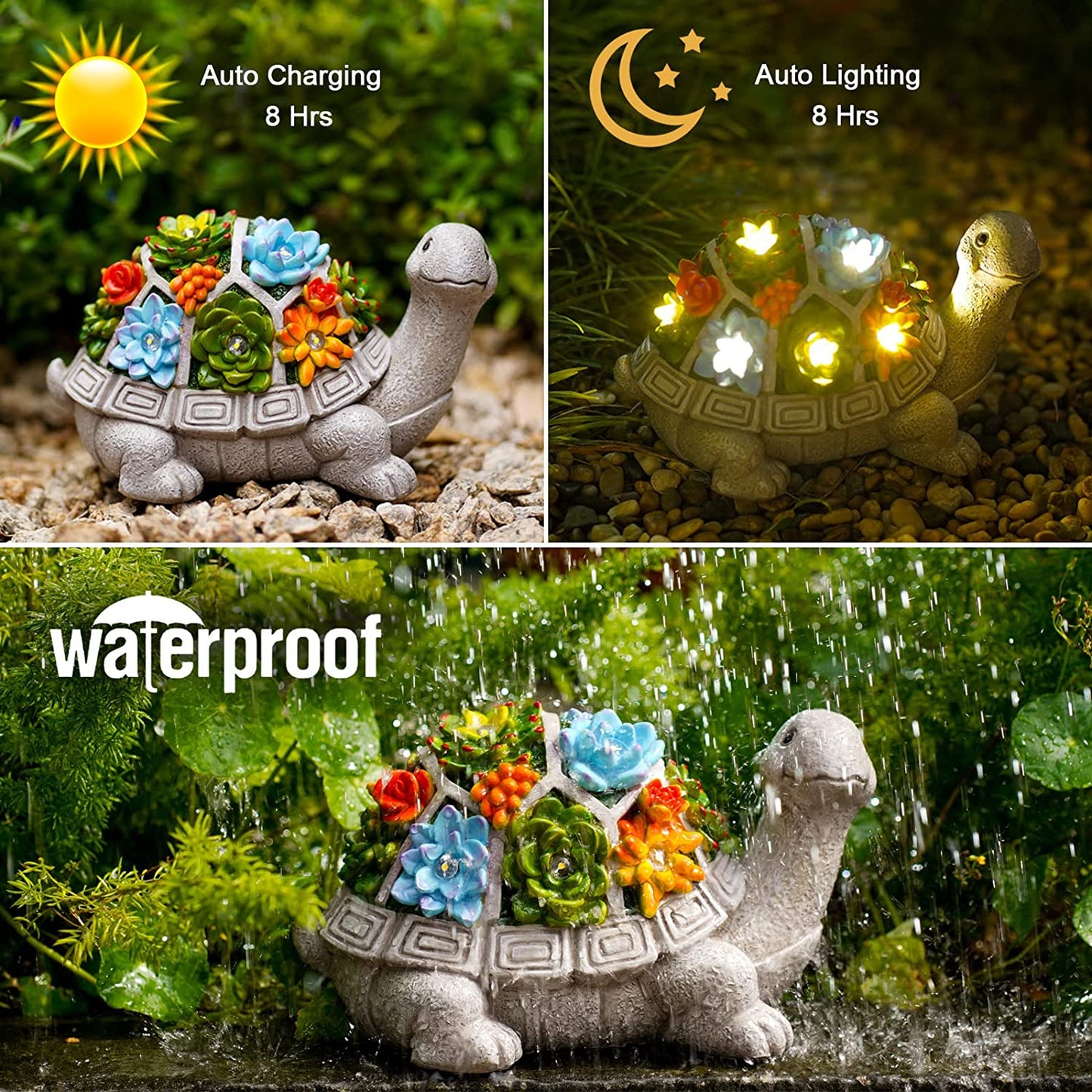 Eco-Friendly Solar-Powered Turtle Statue with LED Lights for Garden, Patio & Yard - Perfect Gift for Home Decor
