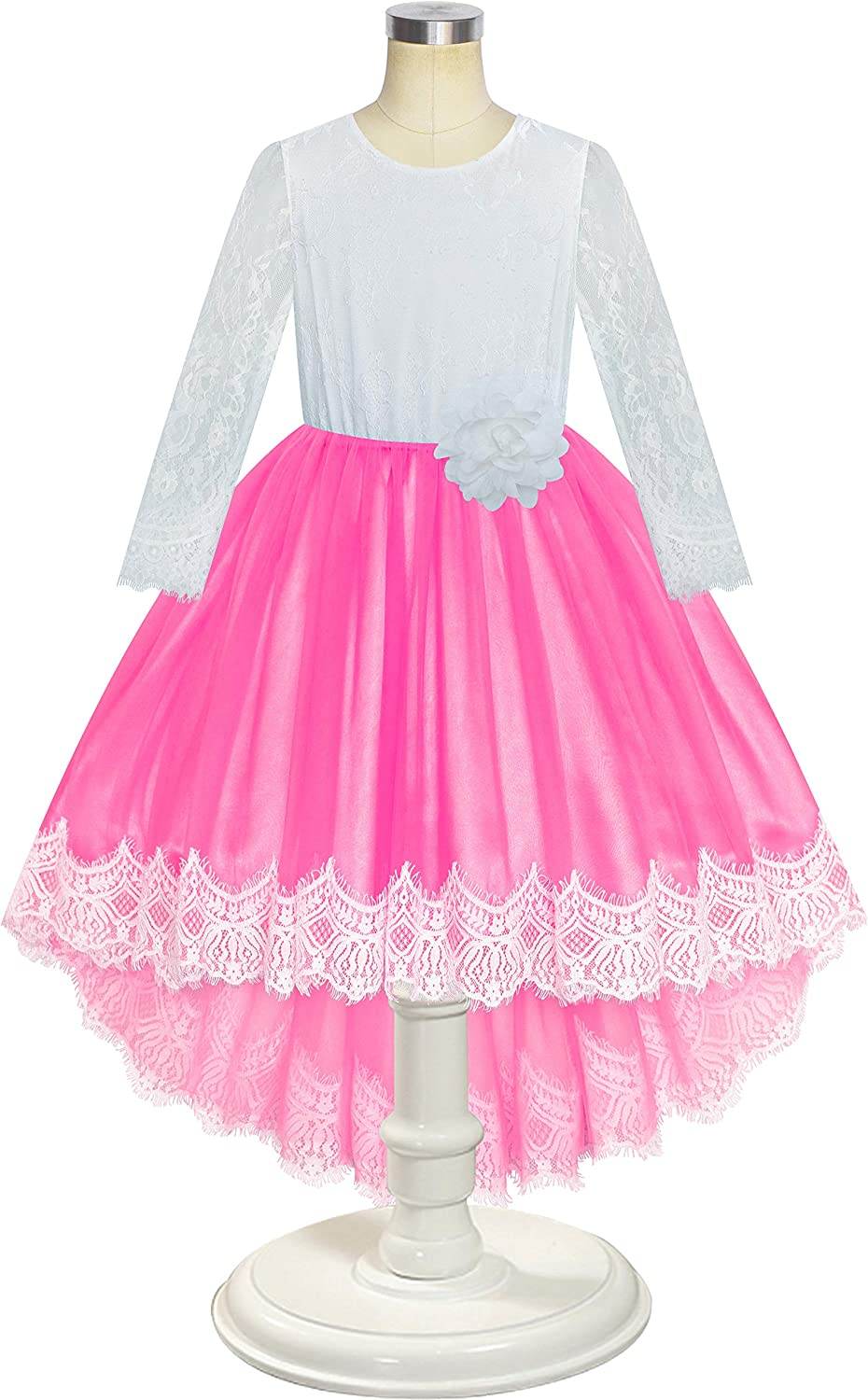 Lace Hi-Low Skirt Flower Girl Dress - Perfect for Weddings, Pageants, and Special Occasions!