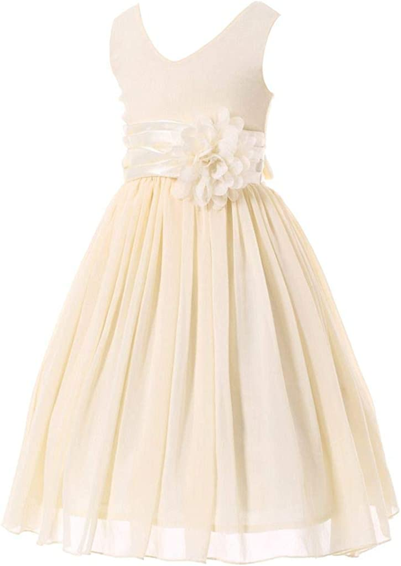 Junior Bridesmaids V-Neckline Chiffon Flower Girl Dress