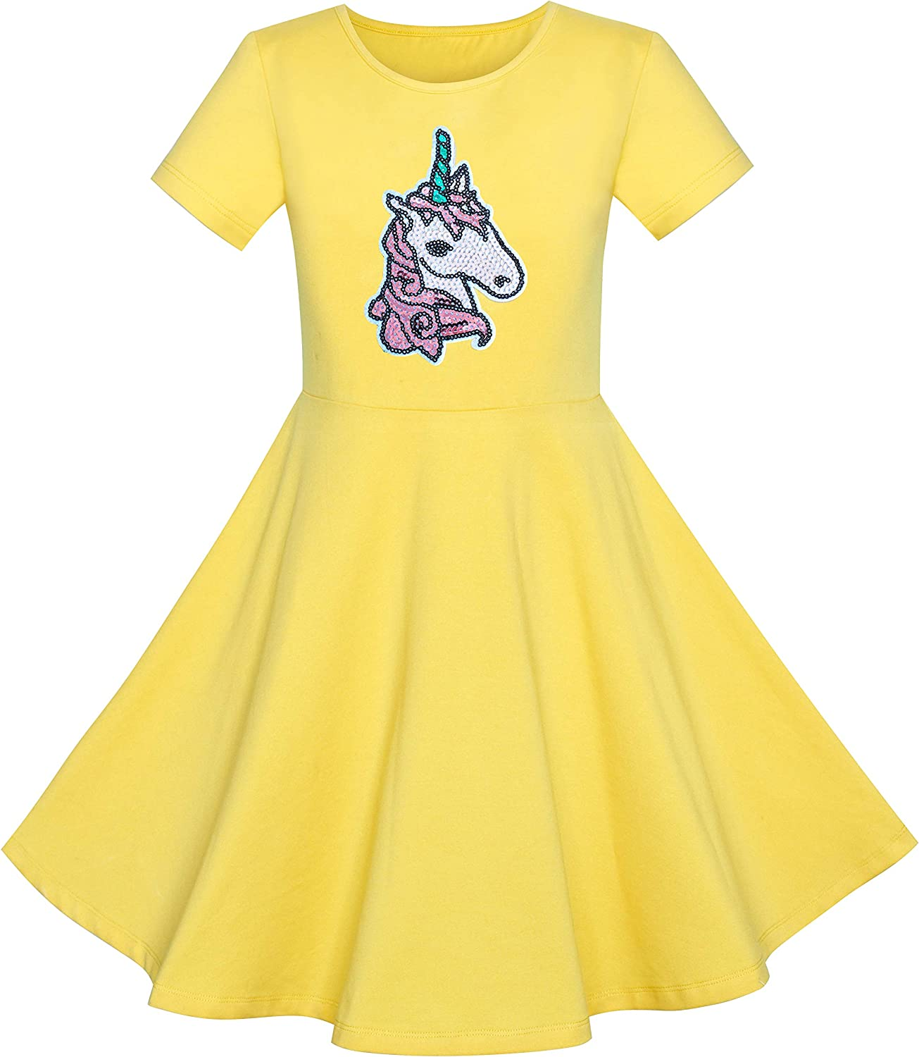 Colorful Striped Knitted Cotton Stretch School Dress for Girls, 100% Cotton