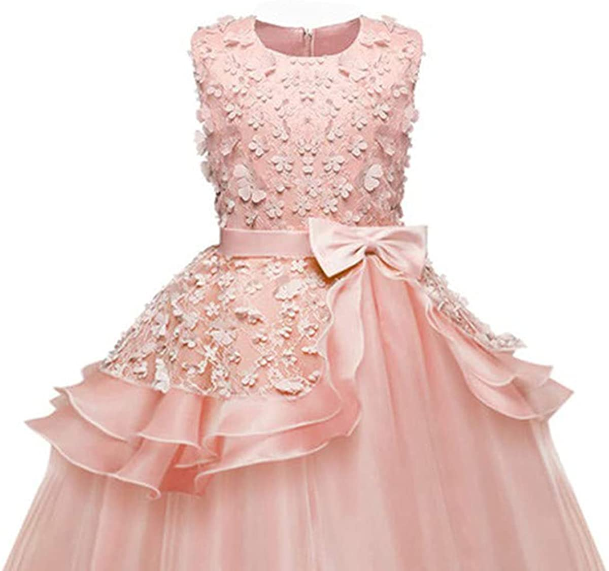 "Girl's Sleeveless Embroidery Princess Pageant Dress"