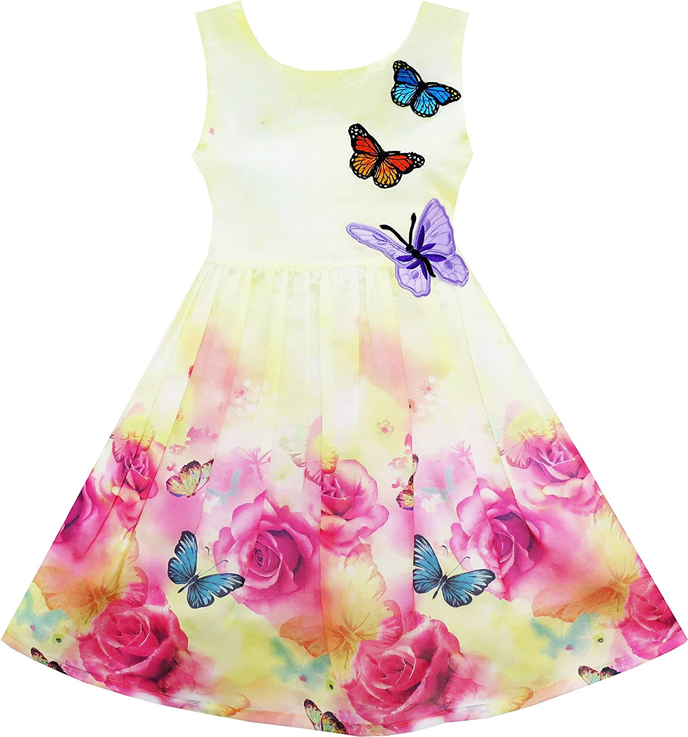 Adorable Rose Flower Printed Dress for Girls - Perfect for Casual Wear