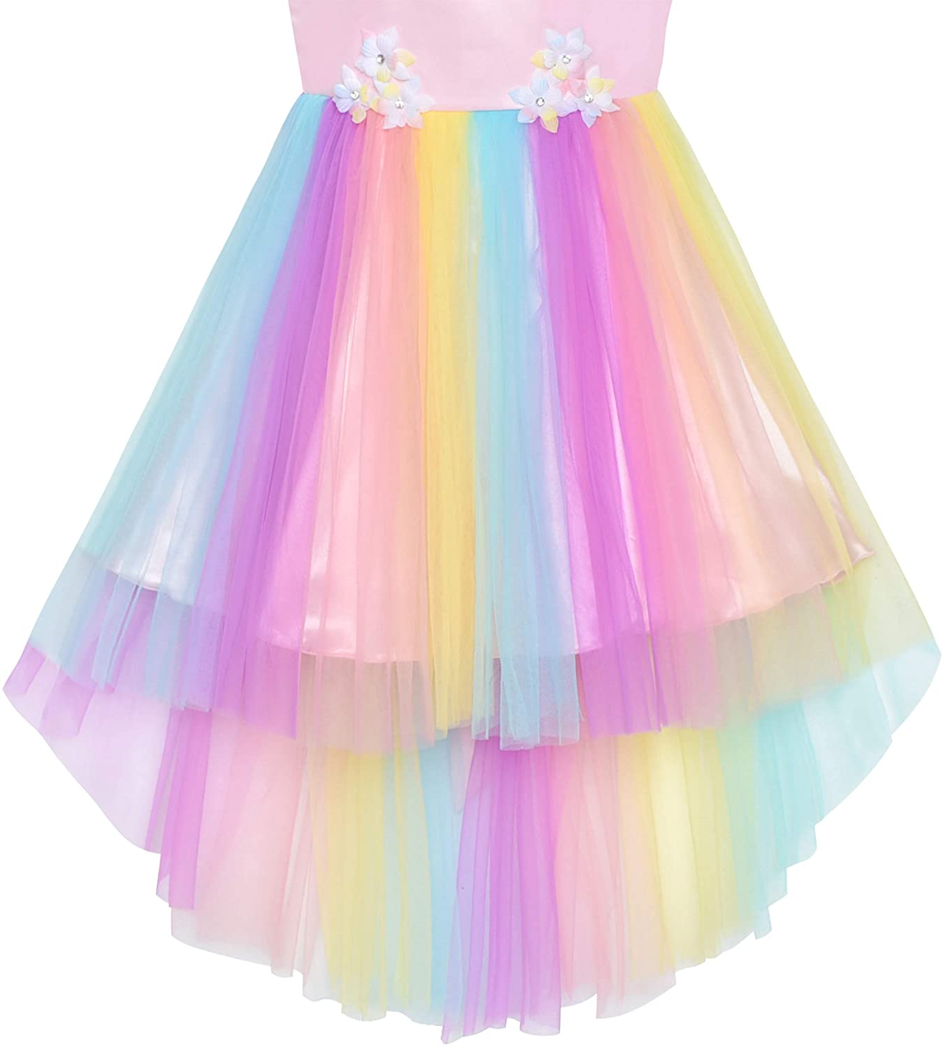 "Unicorn Rainbow Pageant Princess Party Dress for Girls"