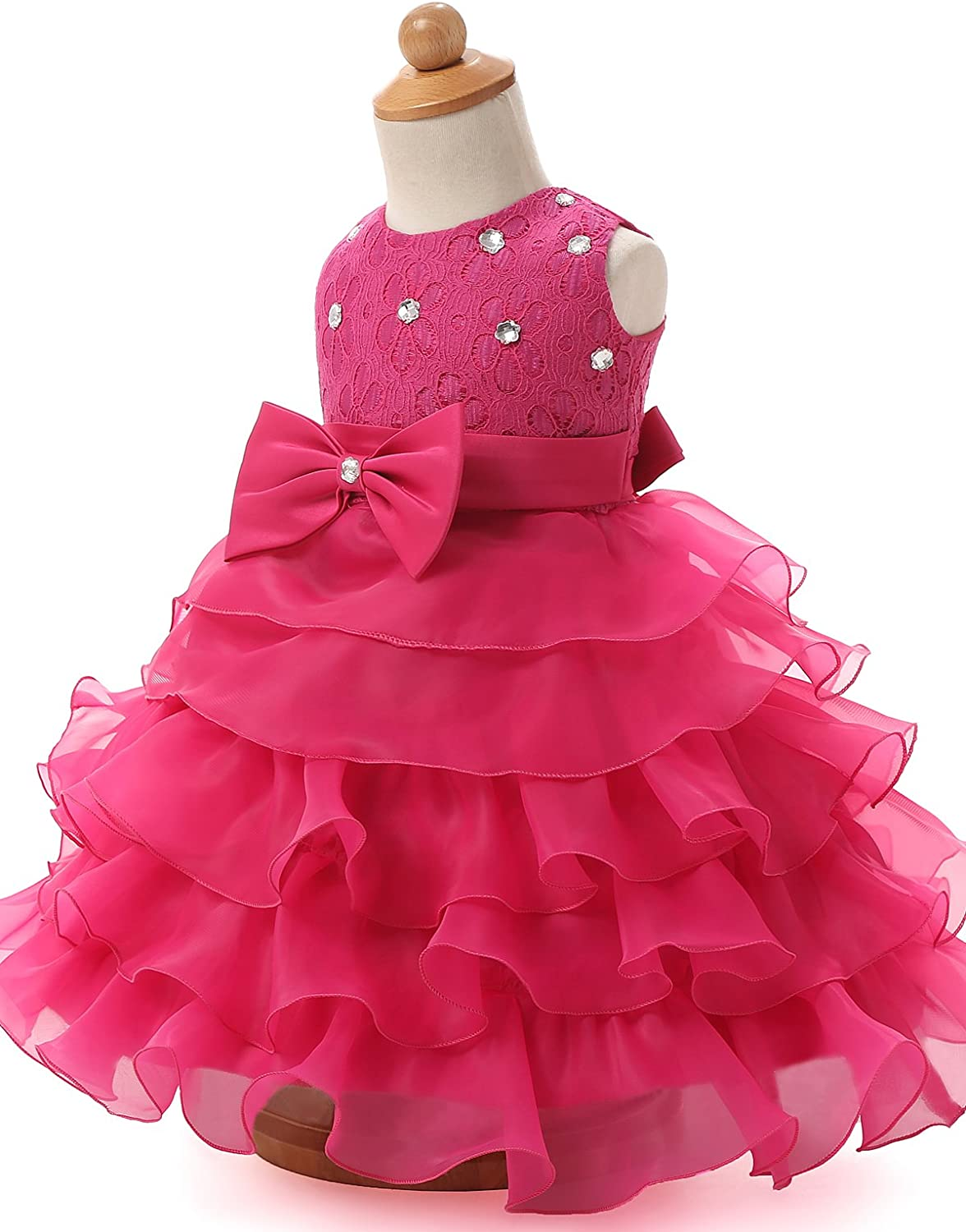 Kids Ruffles Lace Party Wedding Dress