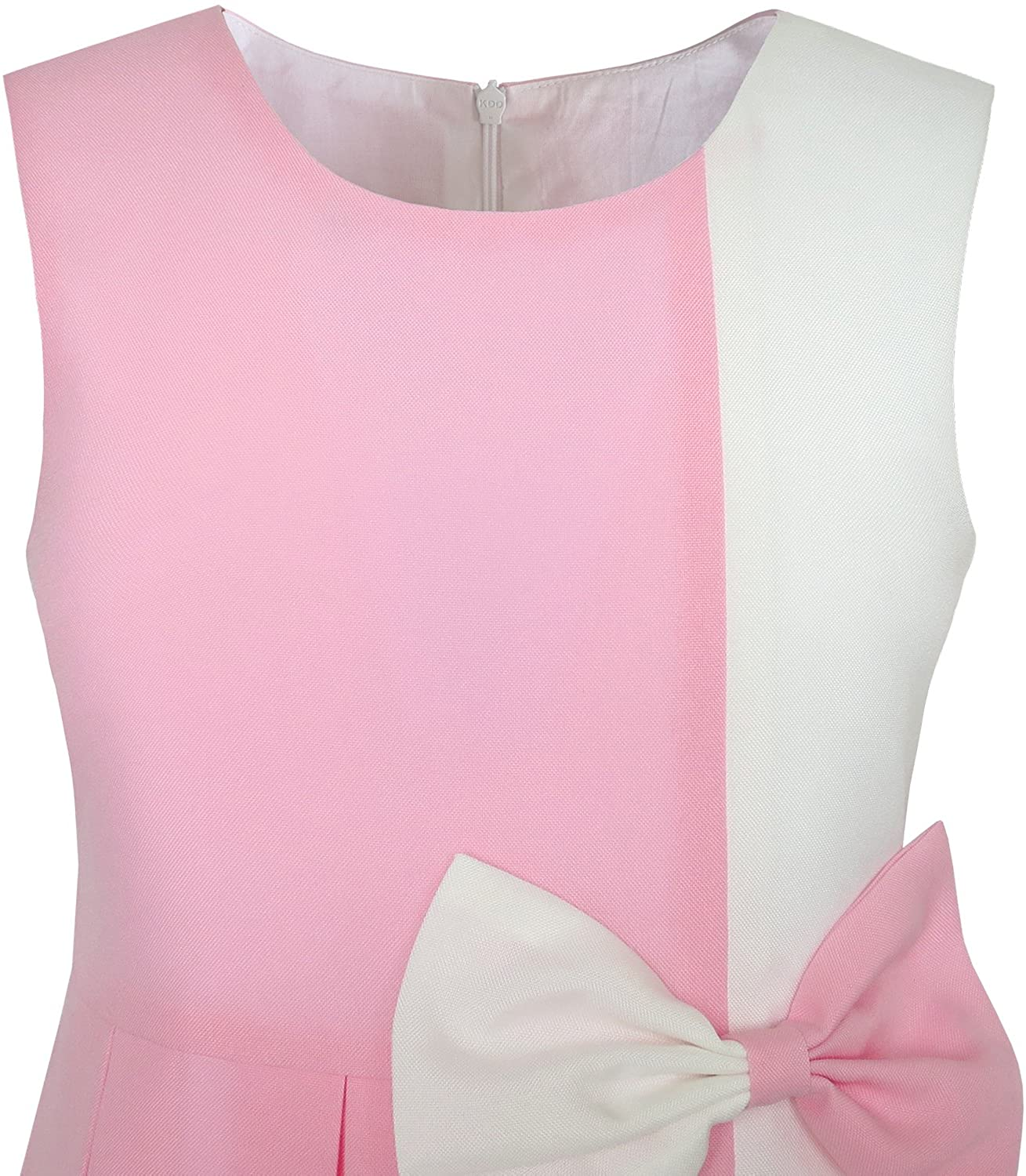 GIRLS COLOR BLOCK CONTRAST BOW TIE PARTY DRESS