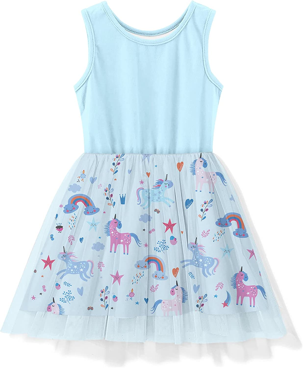 Girl Dress Casual Sleeveless Tutu Tulle Sundress for School Party 4-13 Years