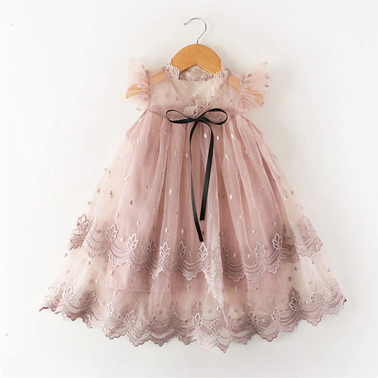 "Lace Tulle Sleeveless Flower Girl Dress for Summer Weddings - Vintage Style"