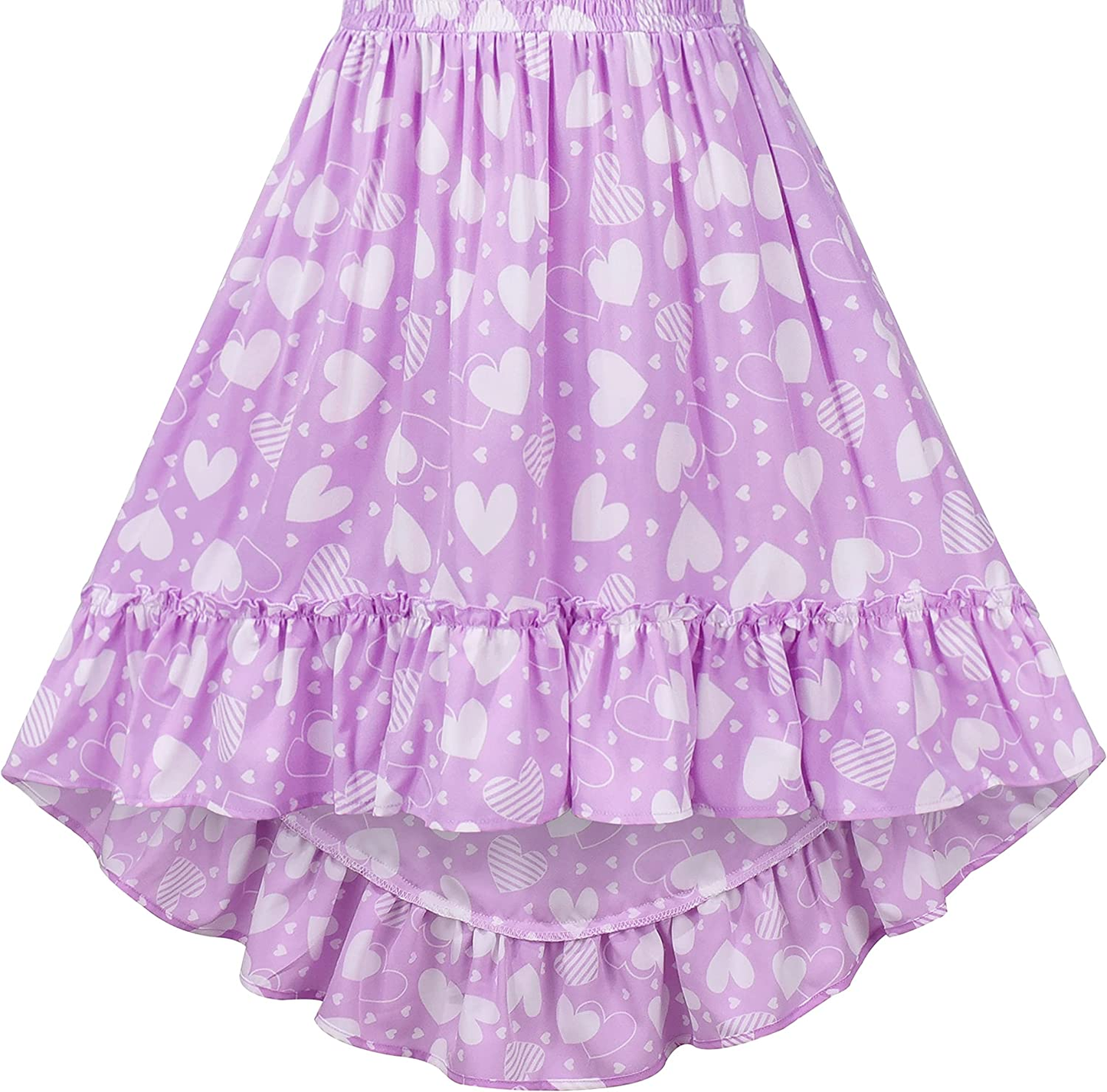 Girls' Purple Hi-Low Summer Party Dress Size 6-12, Comfortable Polyester Material