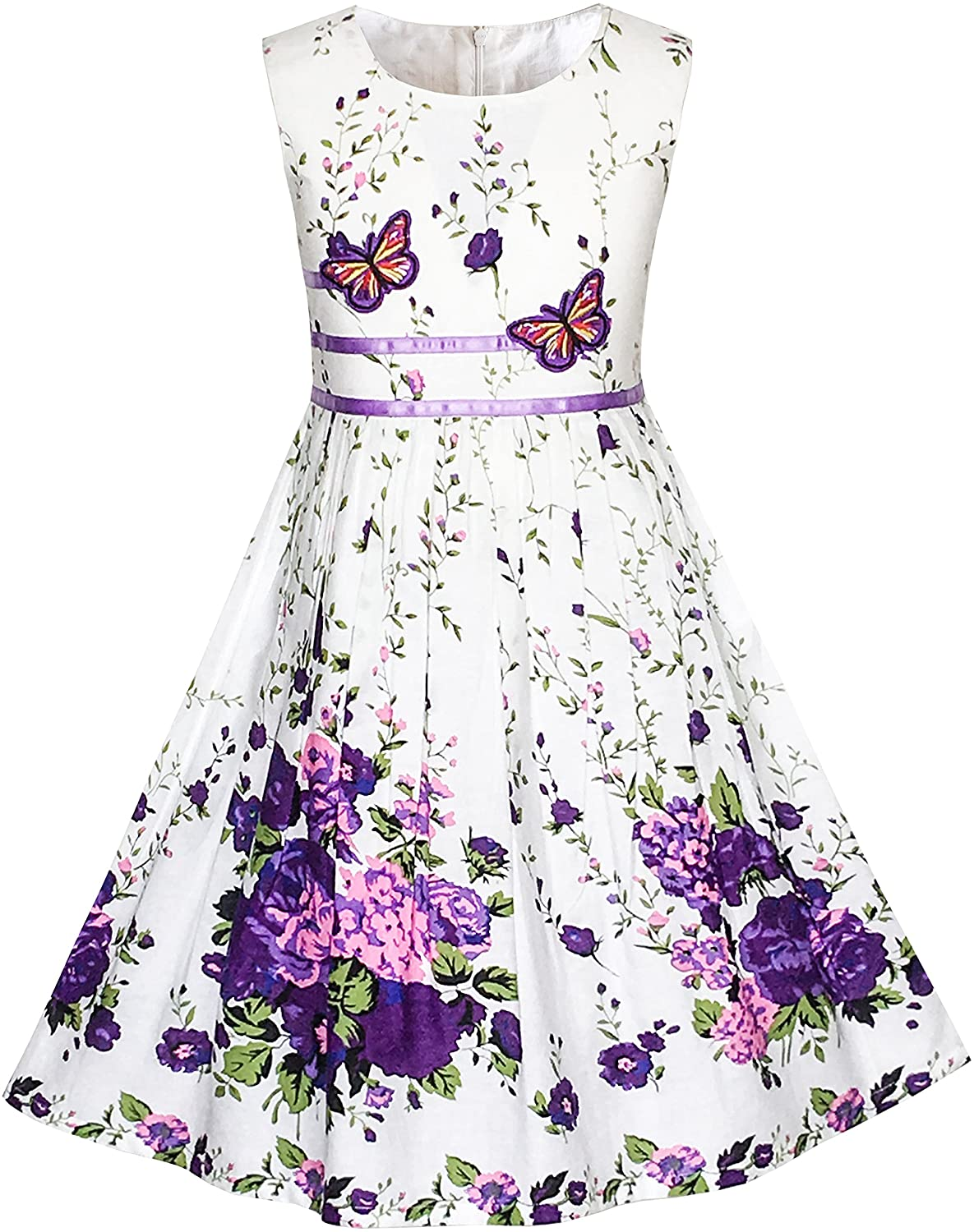 "Rose Flower Double Bow Tie Party Sundress for Girls"