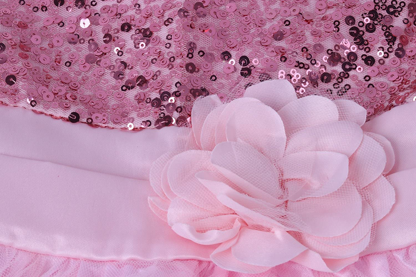 Sequin Mesh Tulle Party Dress for Girls with Flower and Bow Accents