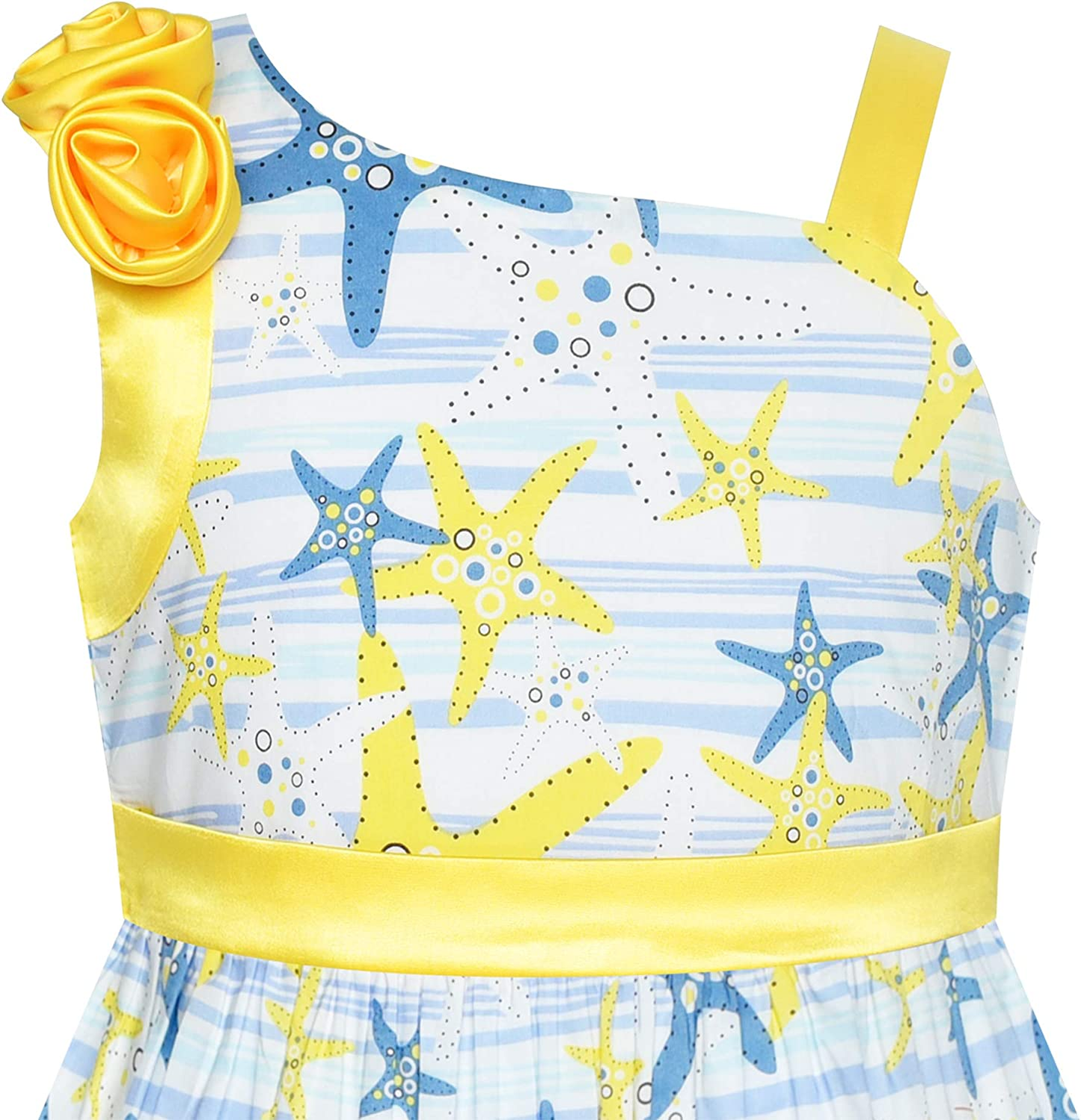 One Shoulder Sea Star Flower Dress for Girls - Perfect for Birthday Parties and Special Occasions!
