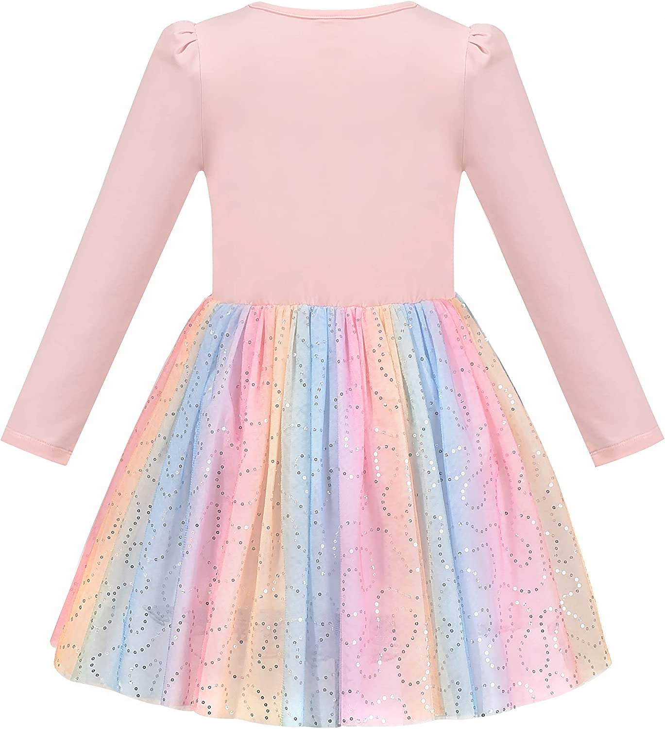 Girls Dress Long Sleeve Christmas Owl Sparkling Sequin Tulle