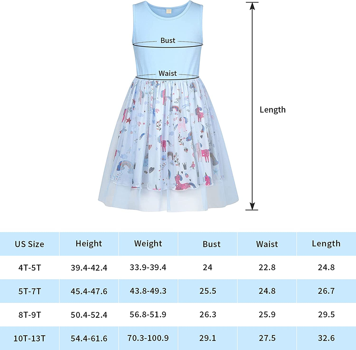 Girl Dress Casual Sleeveless Tutu Tulle Sundress for School Party 4-13 Years