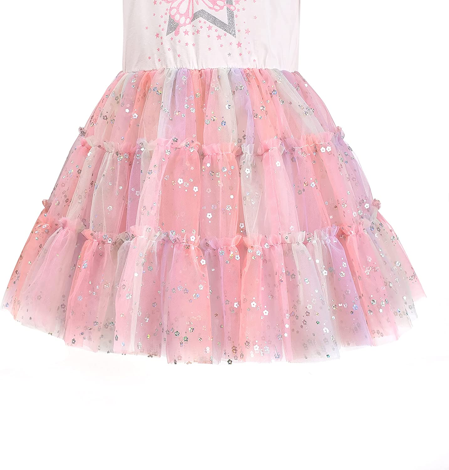 Girls Long Sleeve Christmas Dress with Owl and Sequin Design Cotton Top with Tulle Skirt, Machine Washable