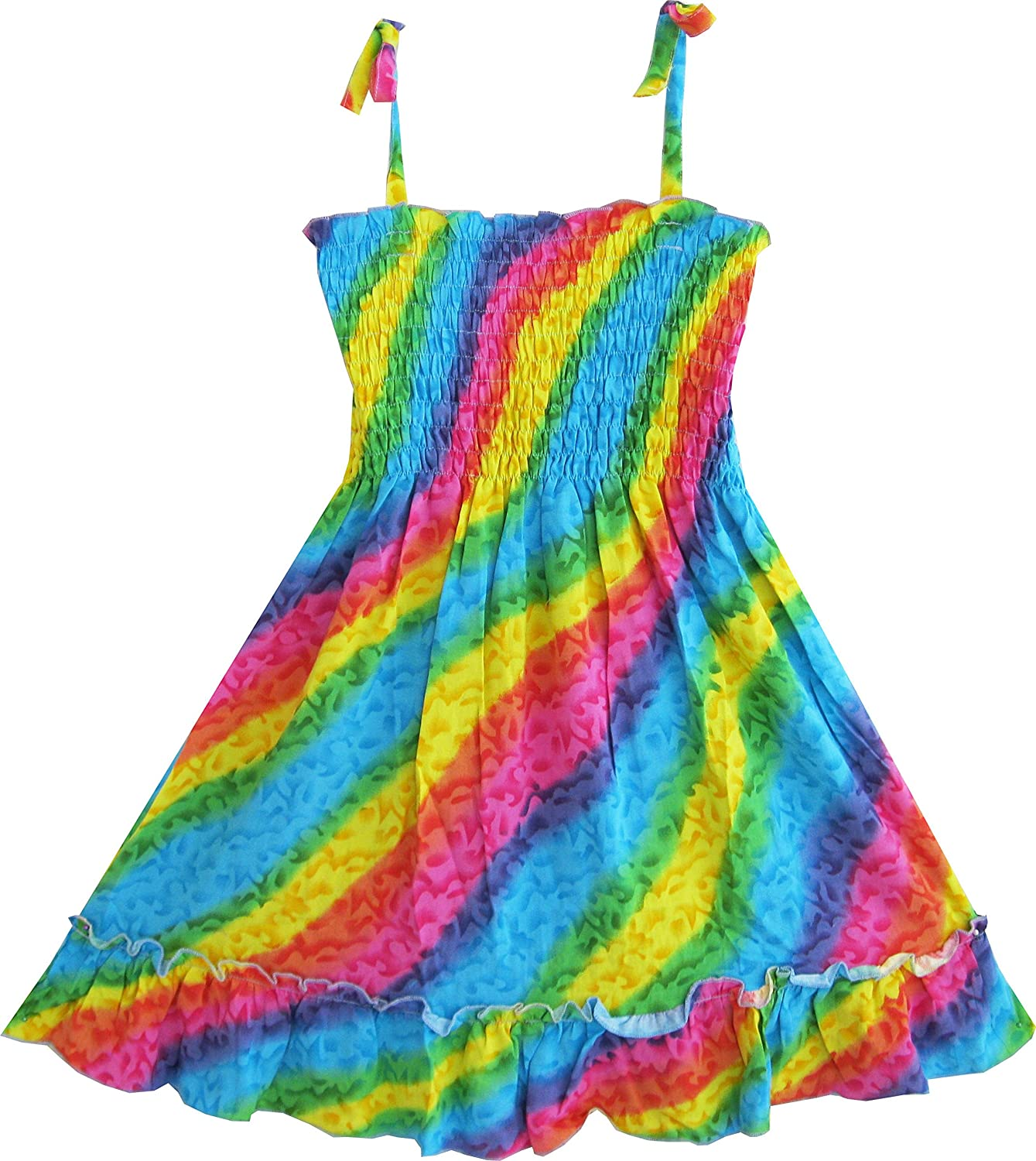 Rainbow Smocked Girls Dress