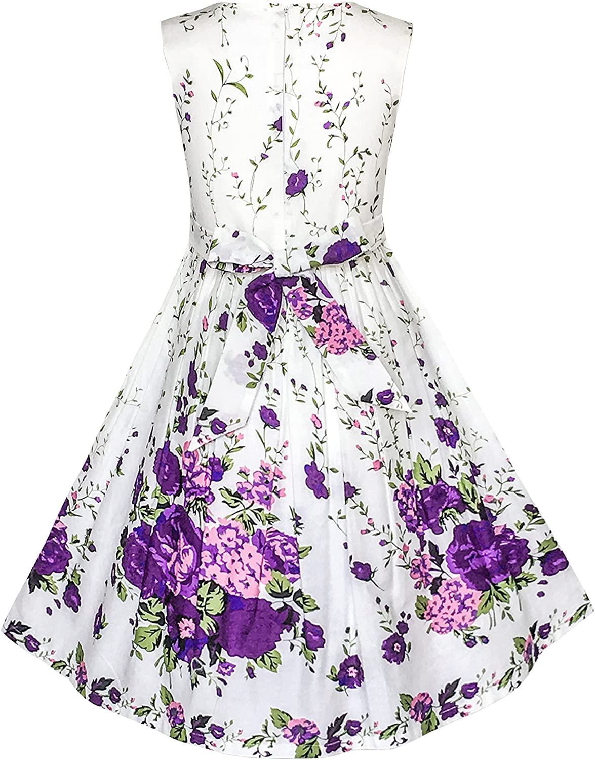 "Rose Flower Double Bow Tie Party Sundress for Girls"
