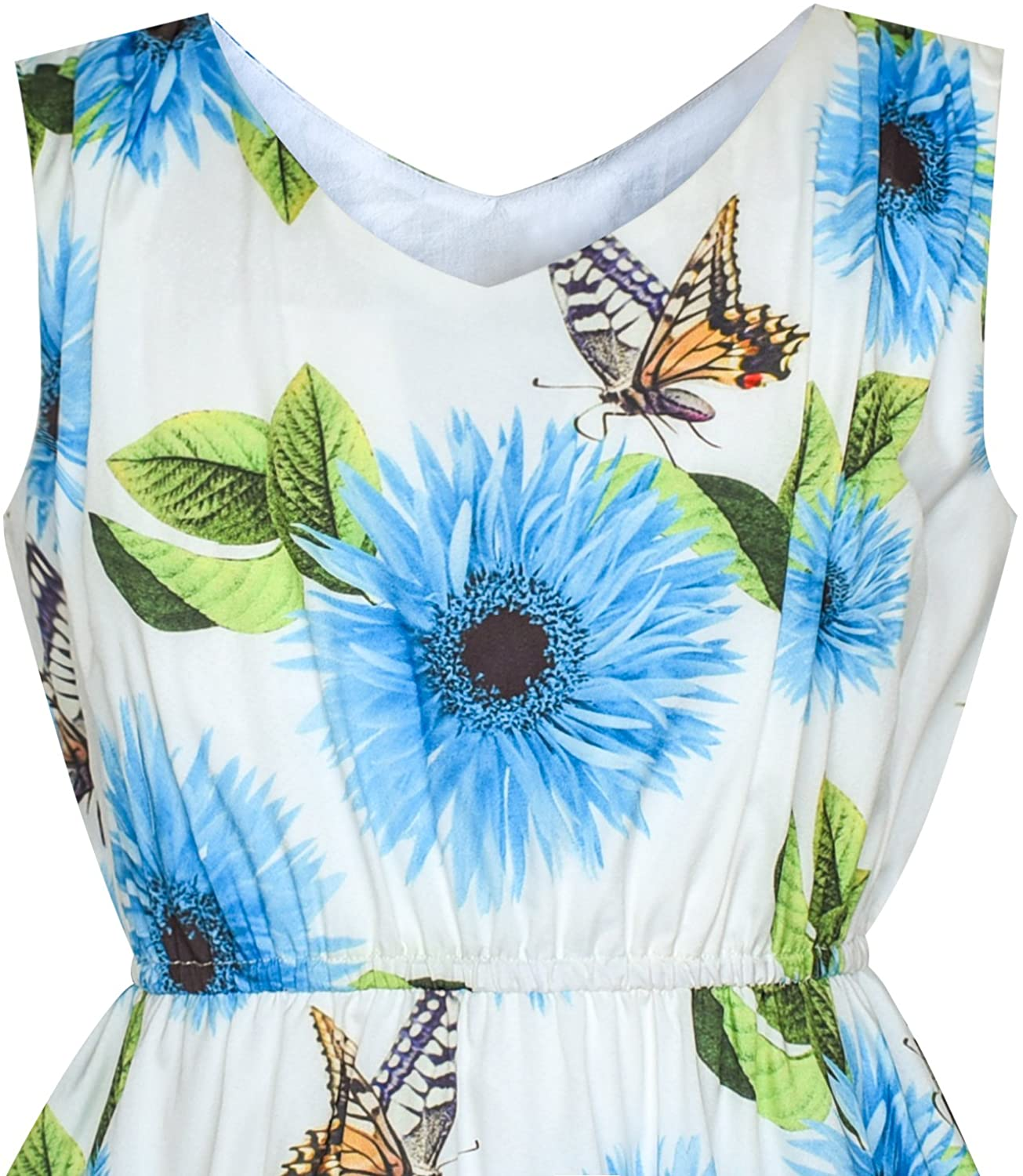 "Girls' Flower Print Hanky Hem Dress with Necklace - Knee Length"