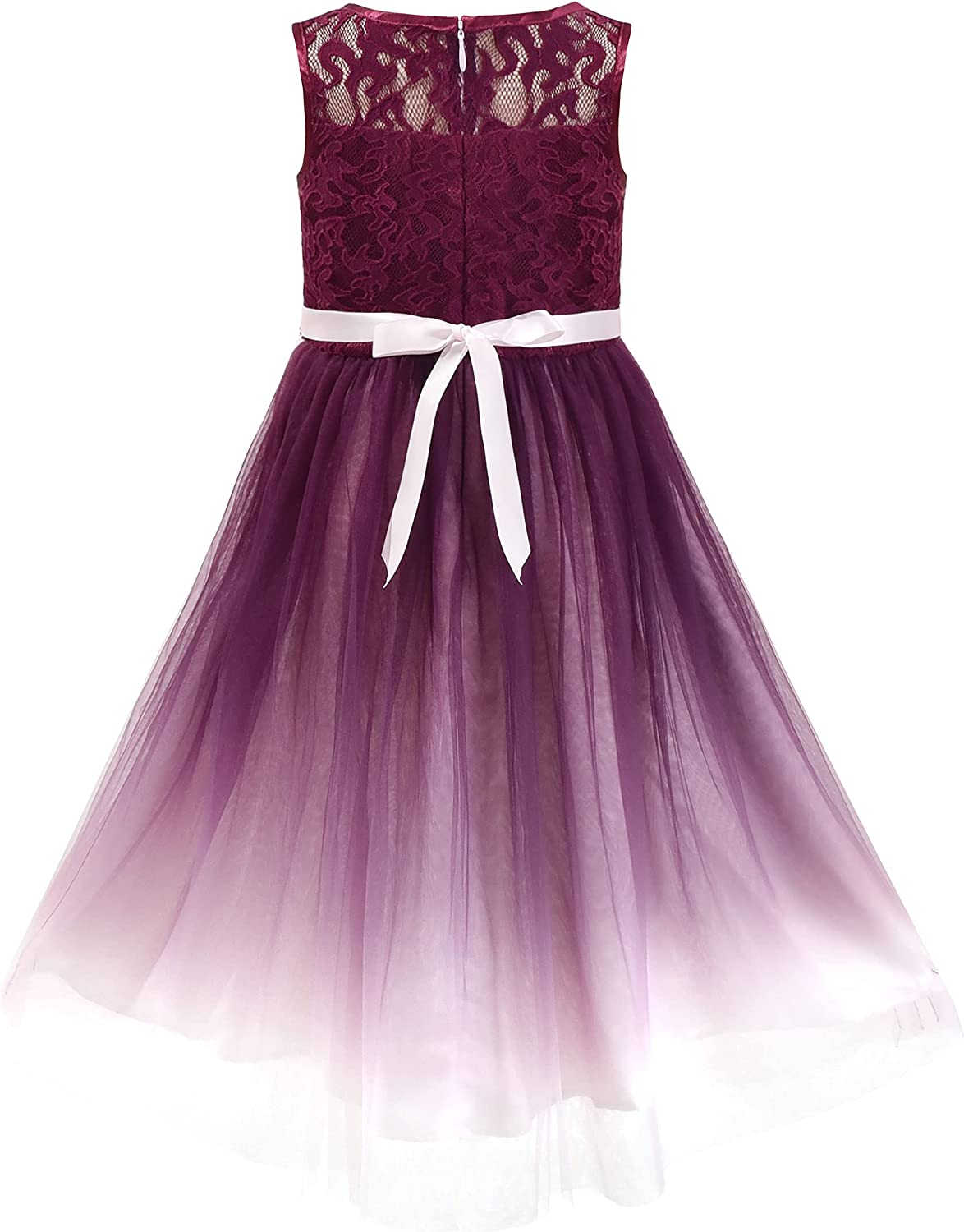 Elegant Girls Dress with Gradient Skirt and Diamond Belt