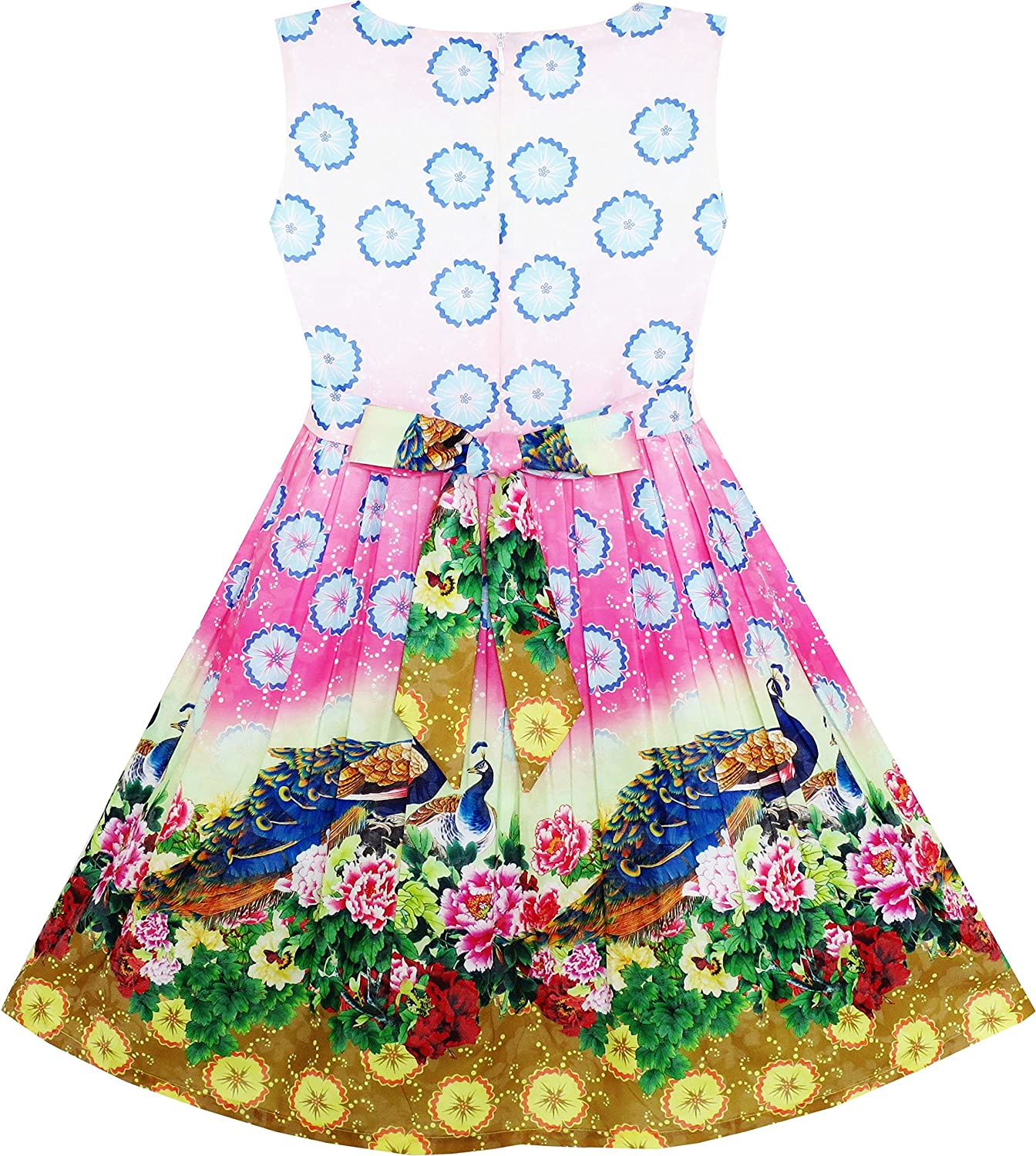 Sky Fantasy Colorful Angel Wings Feather Print Dress for Girls - Perfect for Dress Up and Playtime!