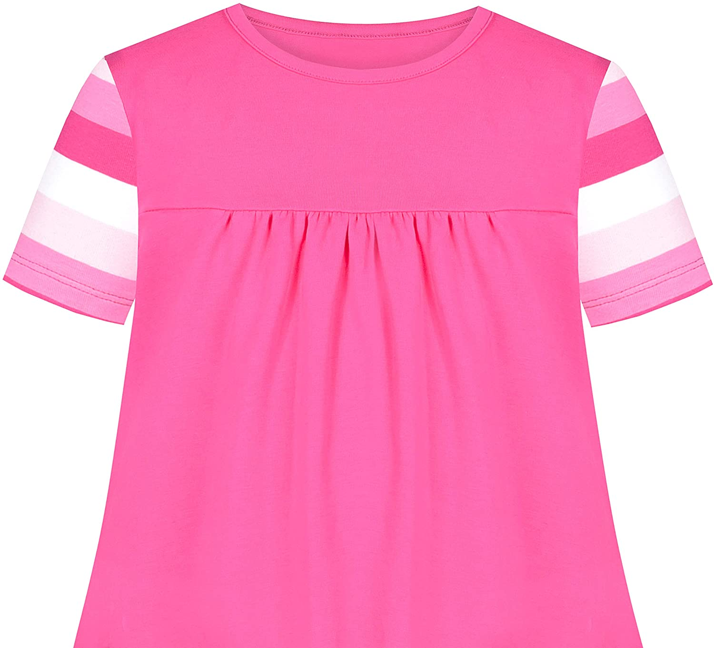Girls' Cotton Short Sleeve Swan Embroidered Casual Dress