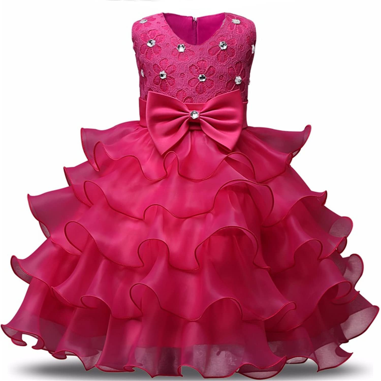 Kids Ruffles Lace Party Wedding Dress