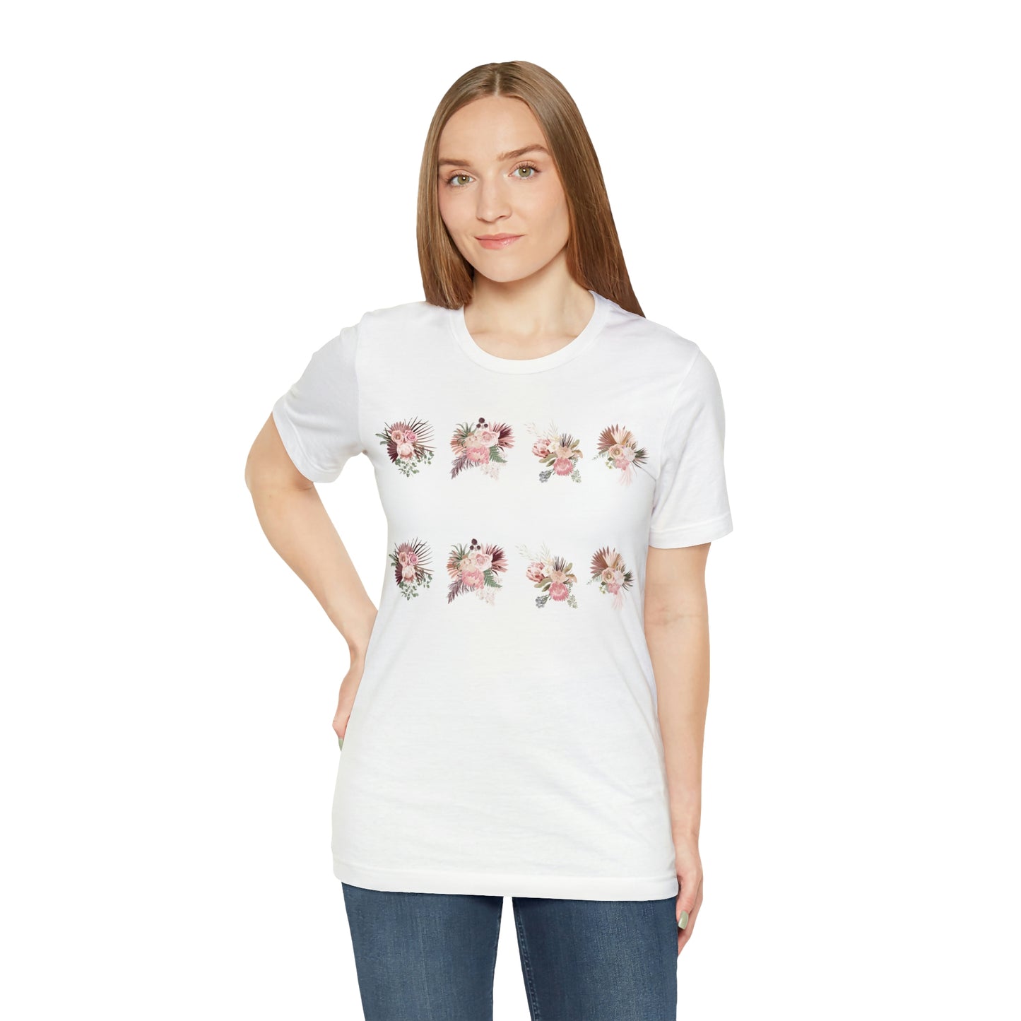 Unisex Boho Flower Design Tee - Comfortable & Stylish Short Sleeve Shirt