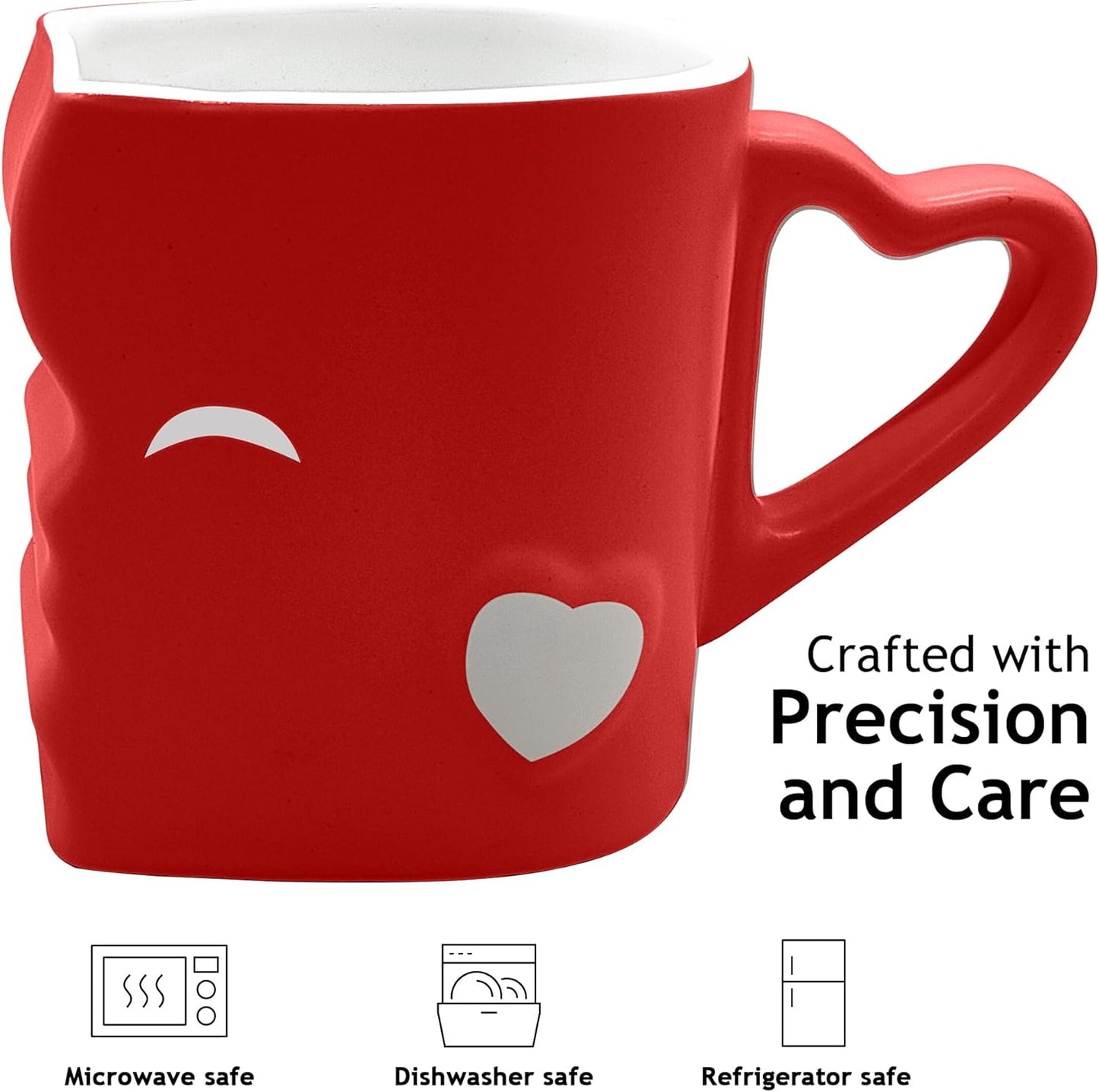 Red Kissing Mugs Gift Set - Durable Ceramic Bridal Pair for Special Occasions with Elegant Gift Box