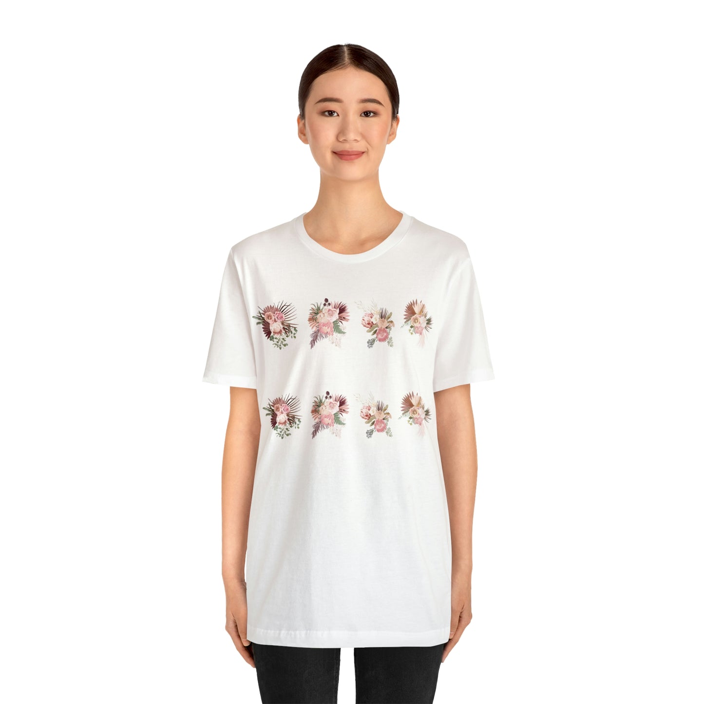 Unisex Boho Flower Design Tee - Comfortable & Stylish Short Sleeve Shirt