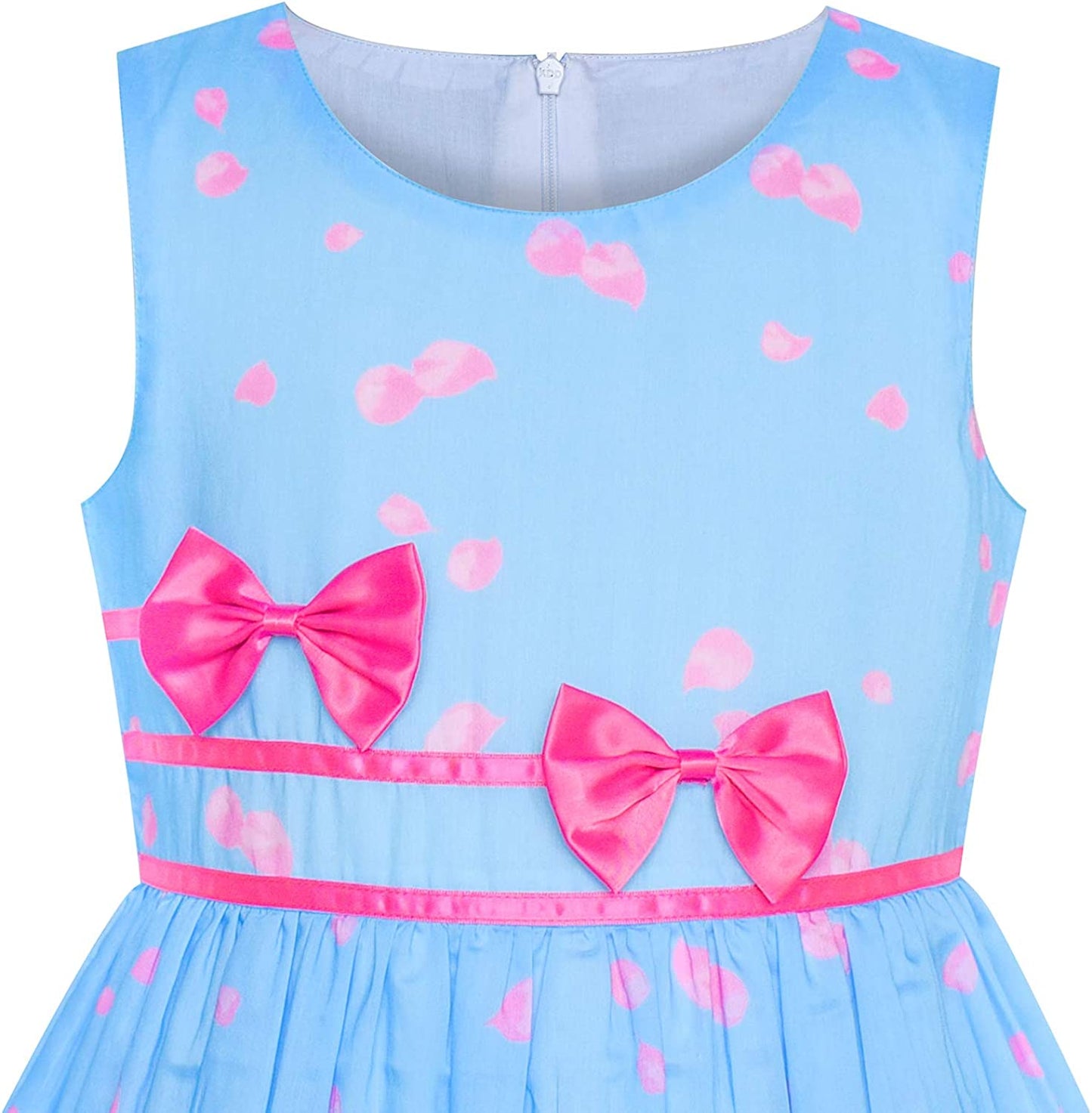 "Unicorn Printed Cotton Blend Girls Dress - Zipper Closure, Knee Length, Machine Washable"