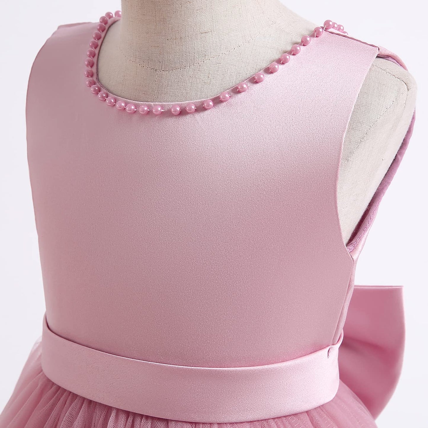 "Sleeveless Embroidered Princess Pageant Dress for Girls - Soft Tutu Design, V-Neck & Backless"